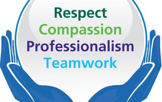 Our values: Respect, Compassion, Professionalism, Teamwork