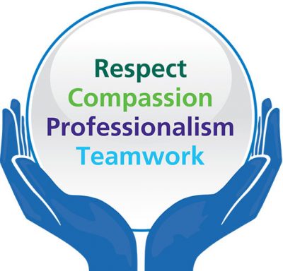 Our values: Respect, Compassion, Professionalism, Teamwork