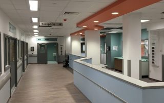 inside the new icu showing spacious nurses' station