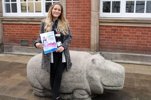 chloe with the stone hippo