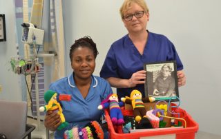 Staff Nurse Rita and CSW Julie with the comfort box