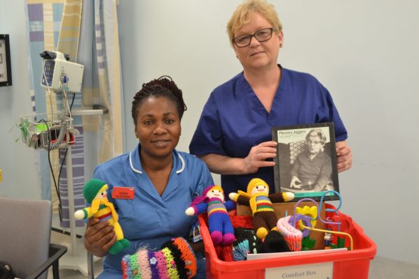 Staff Nurse Rita and CSW Julie with the comfort box