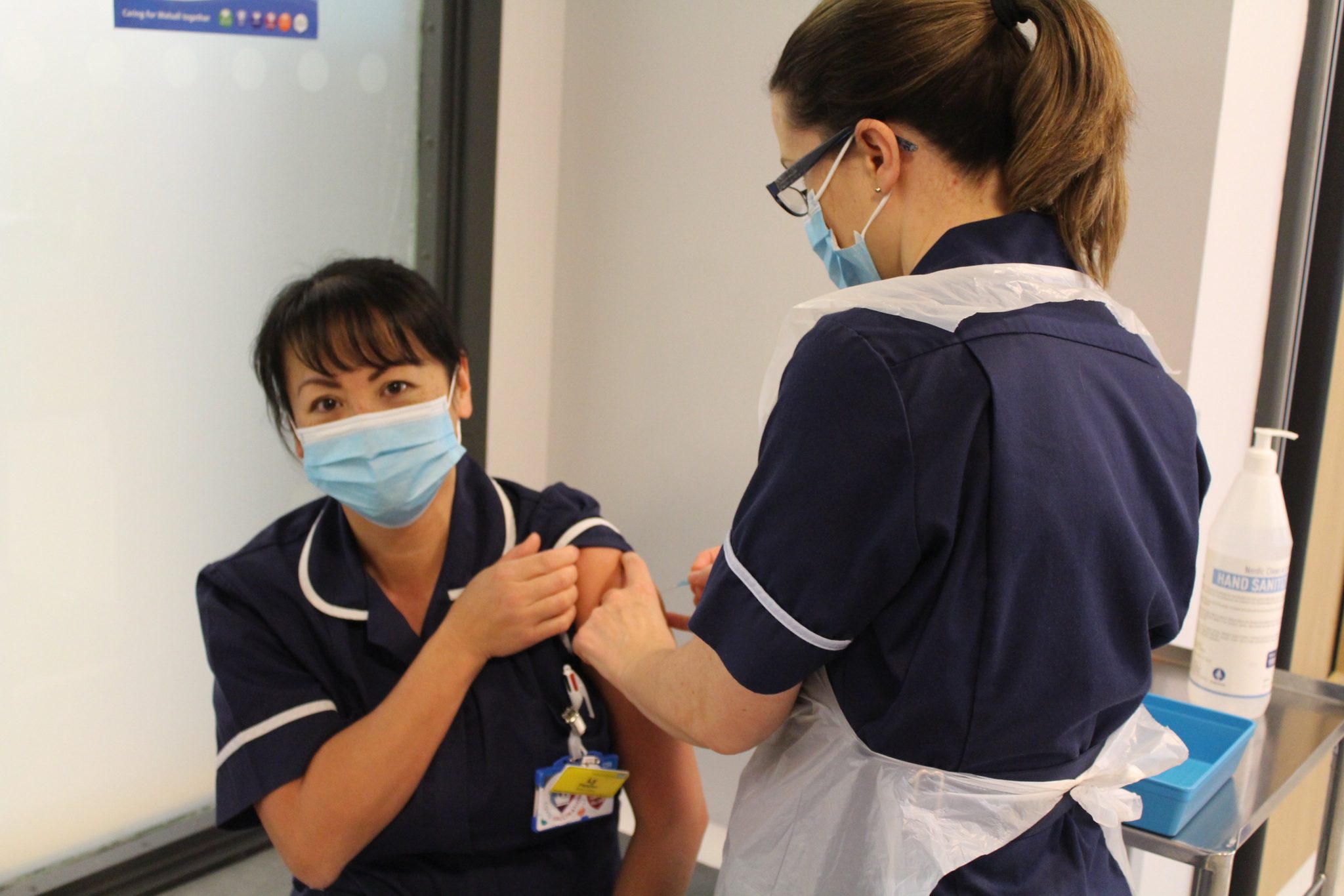 Staff receiving vaccine