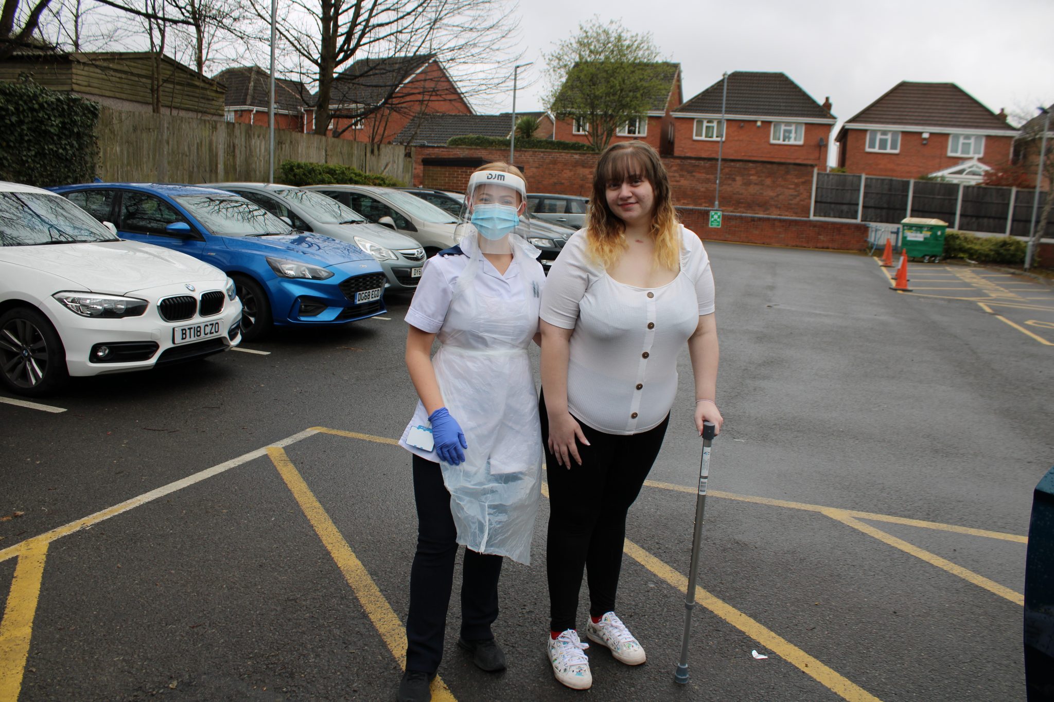 Ellie with physiotherapist Chloe, going home