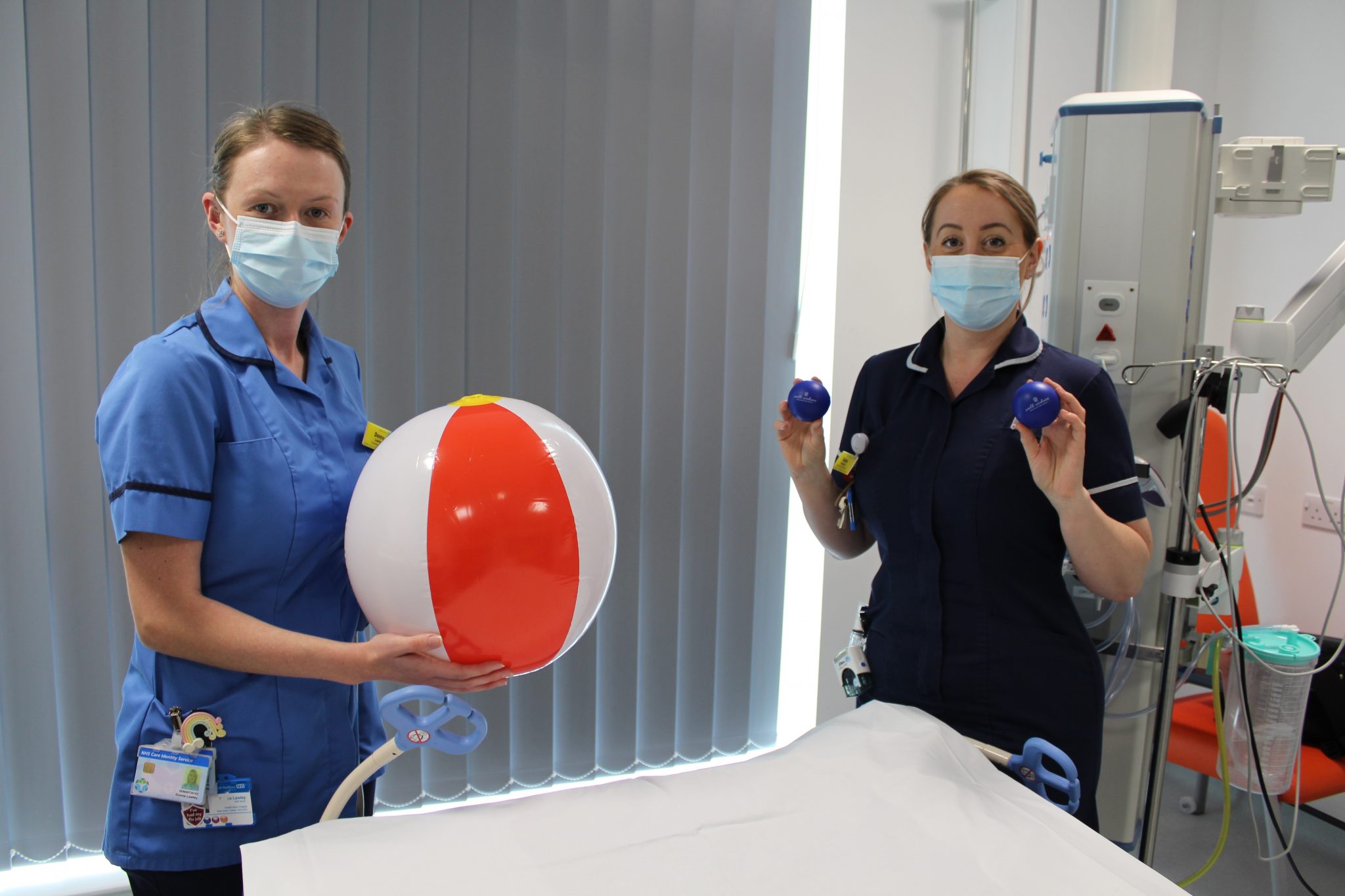 Donna and Xana with the balls used as part of rehab work