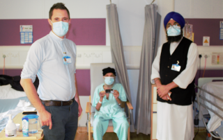 A patient tries out one of the new devices