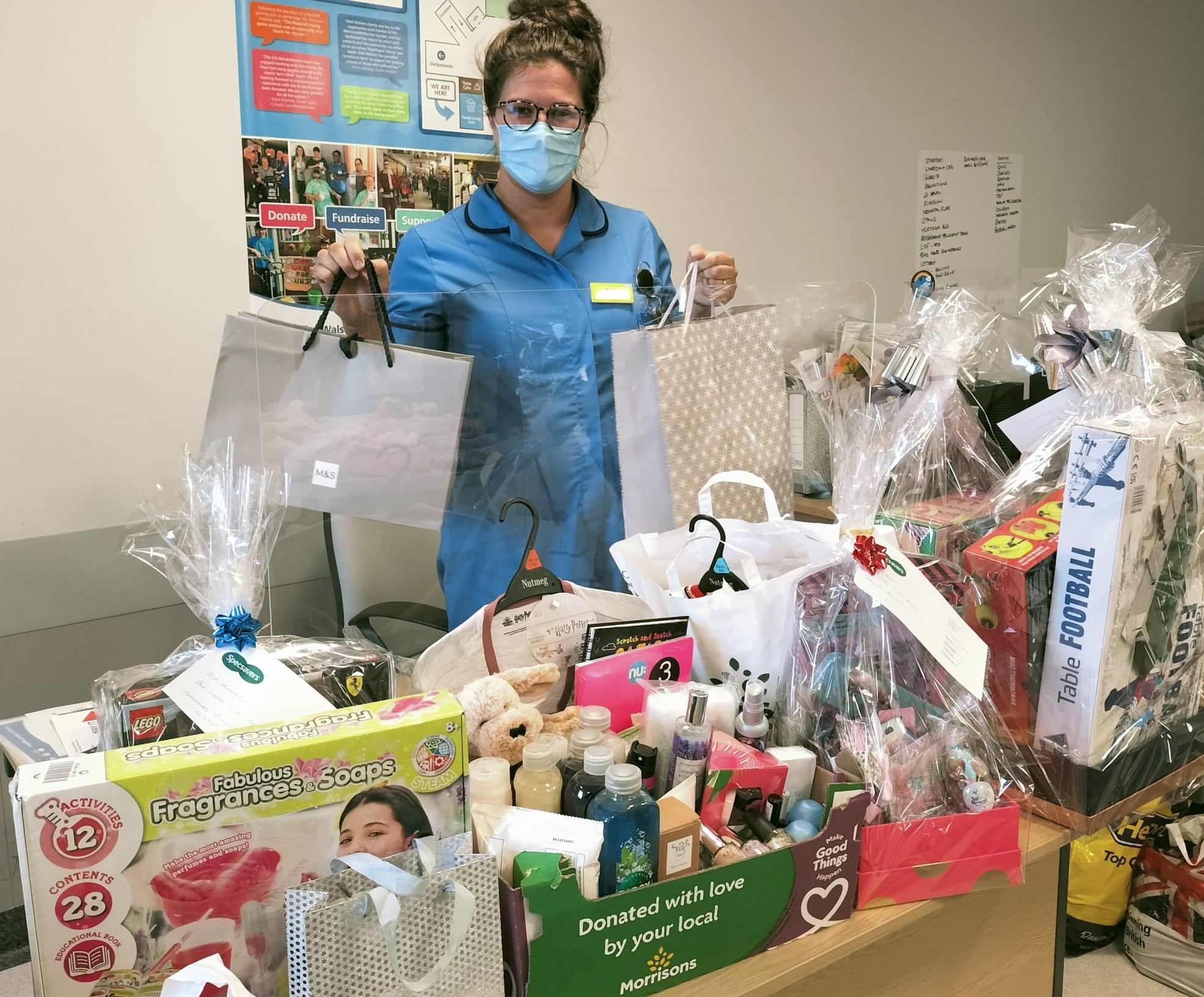 Clinical Sister Bethany Speake with the donations