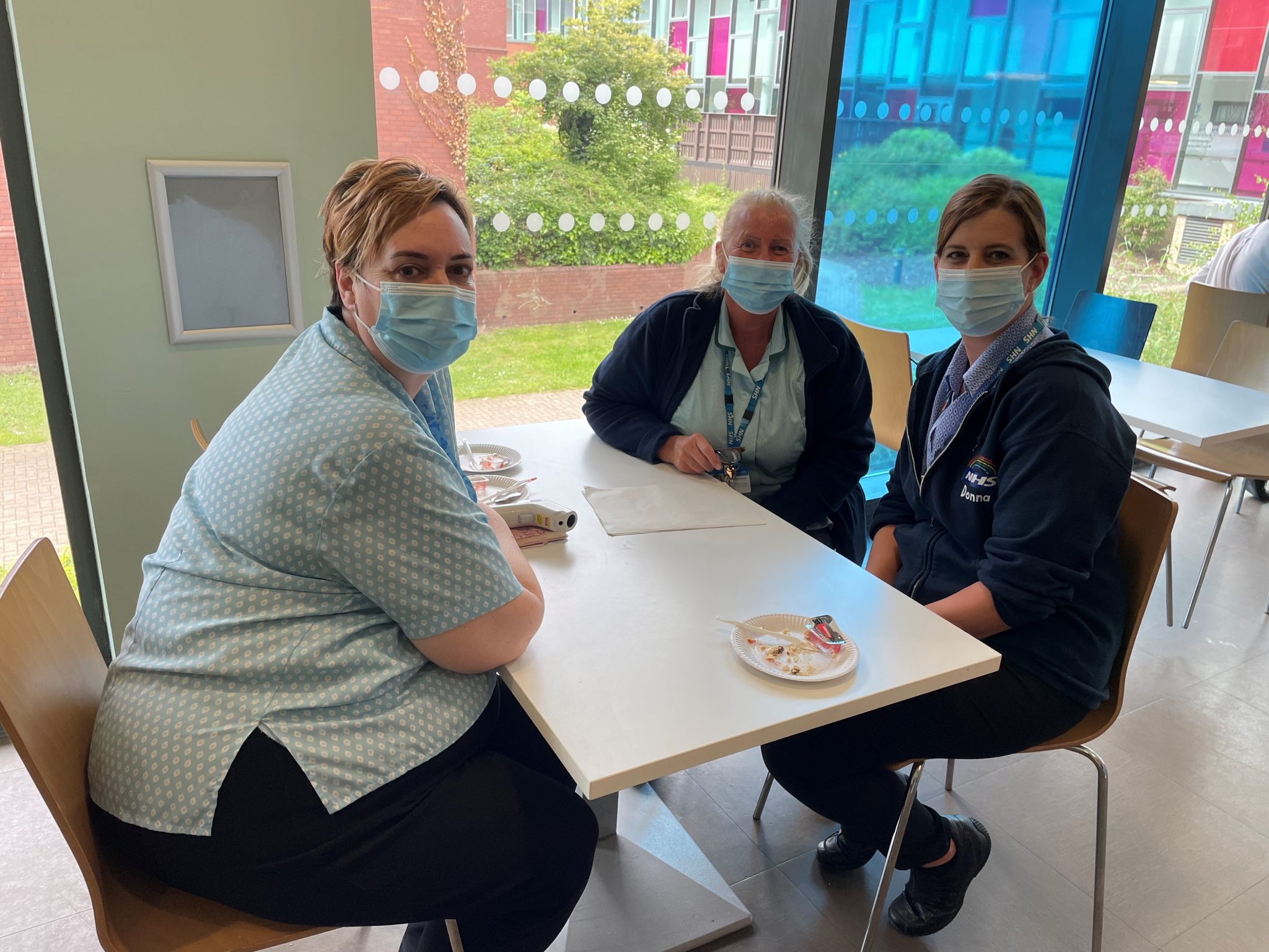 Staff enjoy their afternoon tea