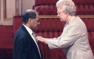 Prof Gatrad receives his OBE from the Queen