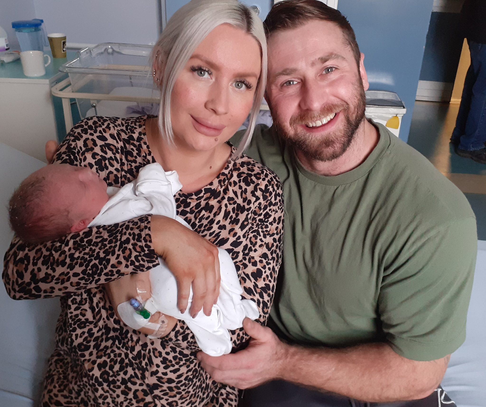 Parents Laura and Dan with Christmas Day baby Cole.