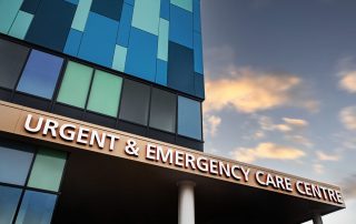 The entrance of the new Urgent and Emergency Care building