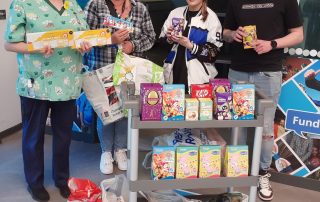 Katrina and Ashley handed over Easter treats