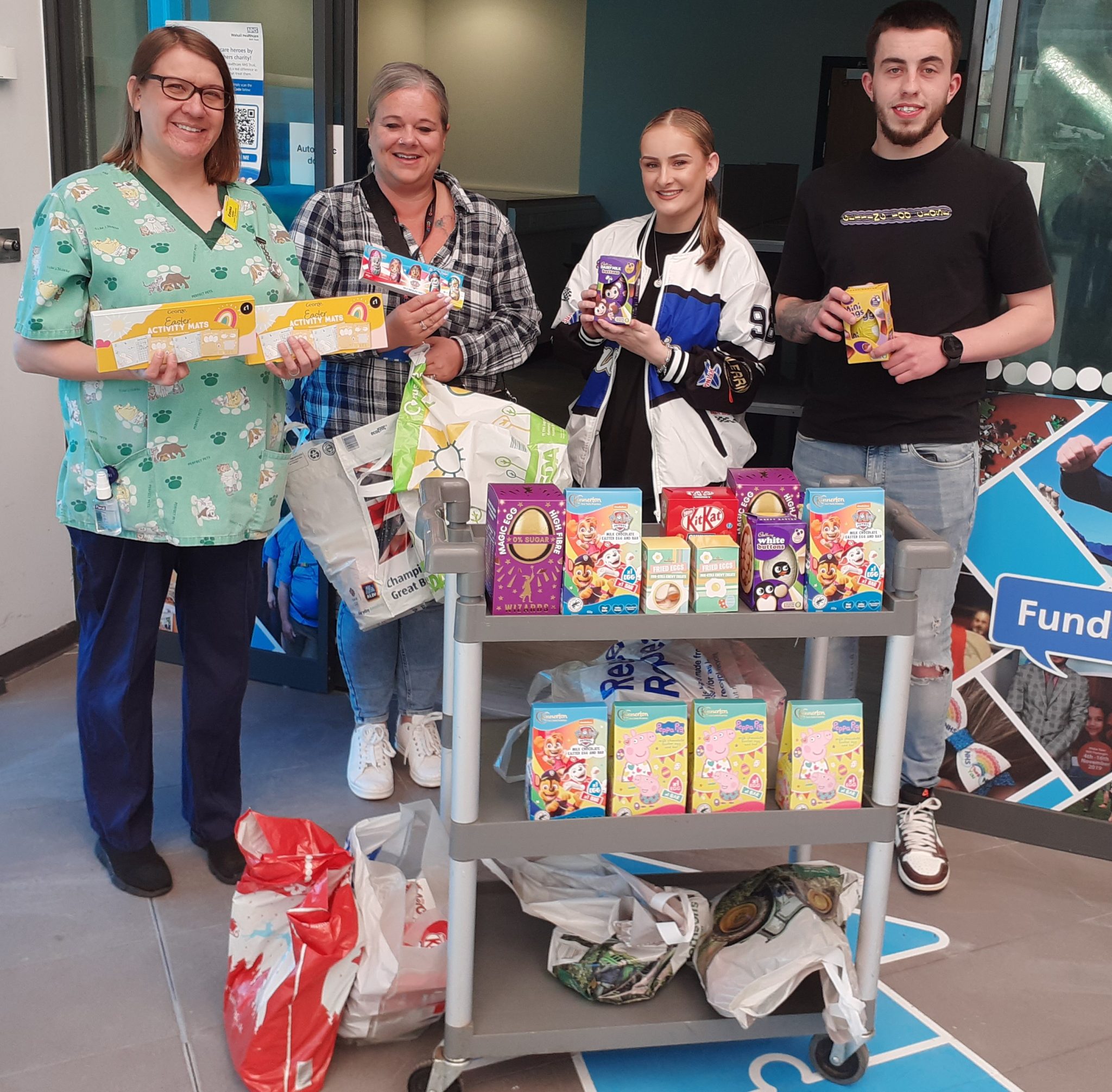 Katrina and Ashley handed over Easter treats