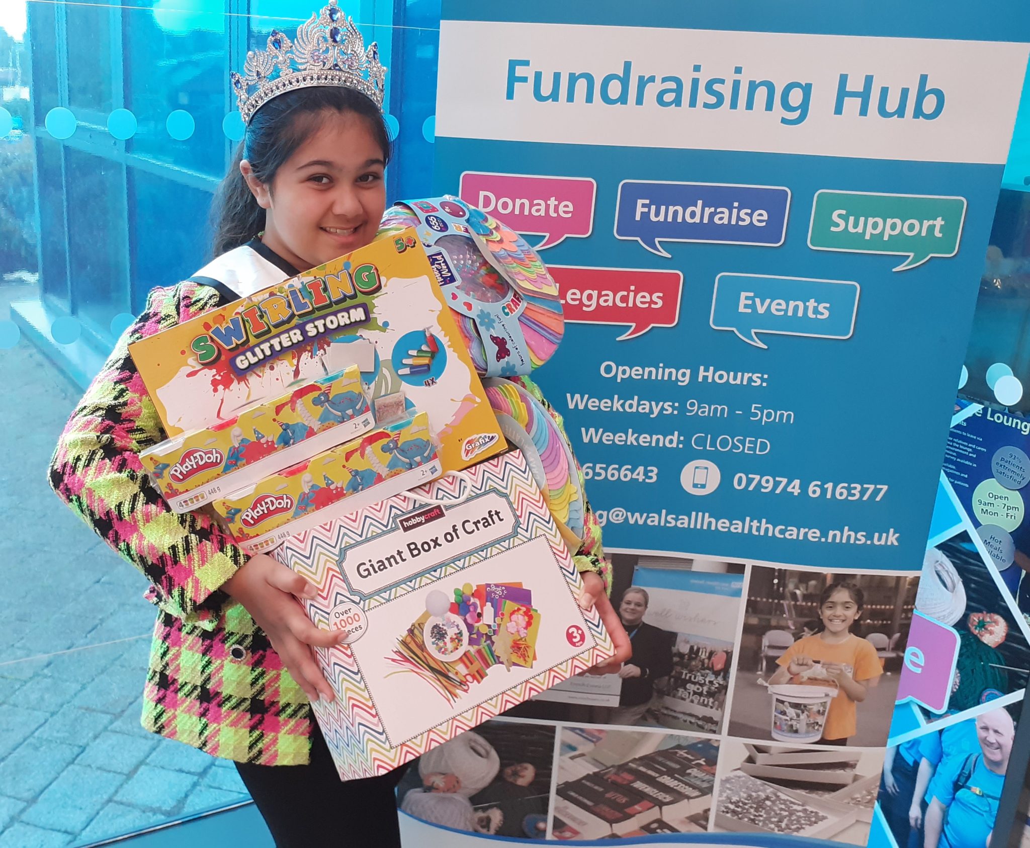 Lilly-Mae with some of the craft items she brought into hospital