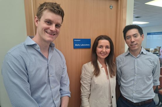 Maria Athanasiadou, Dr Richard Jerrom and Dr Aaron Wernham in the new Mohs procedure room.