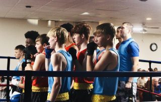 Boxers at the start of the charity event