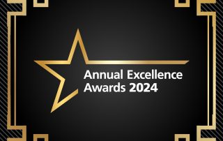 Black and gold branding for Annual Excellence Awards 2024.