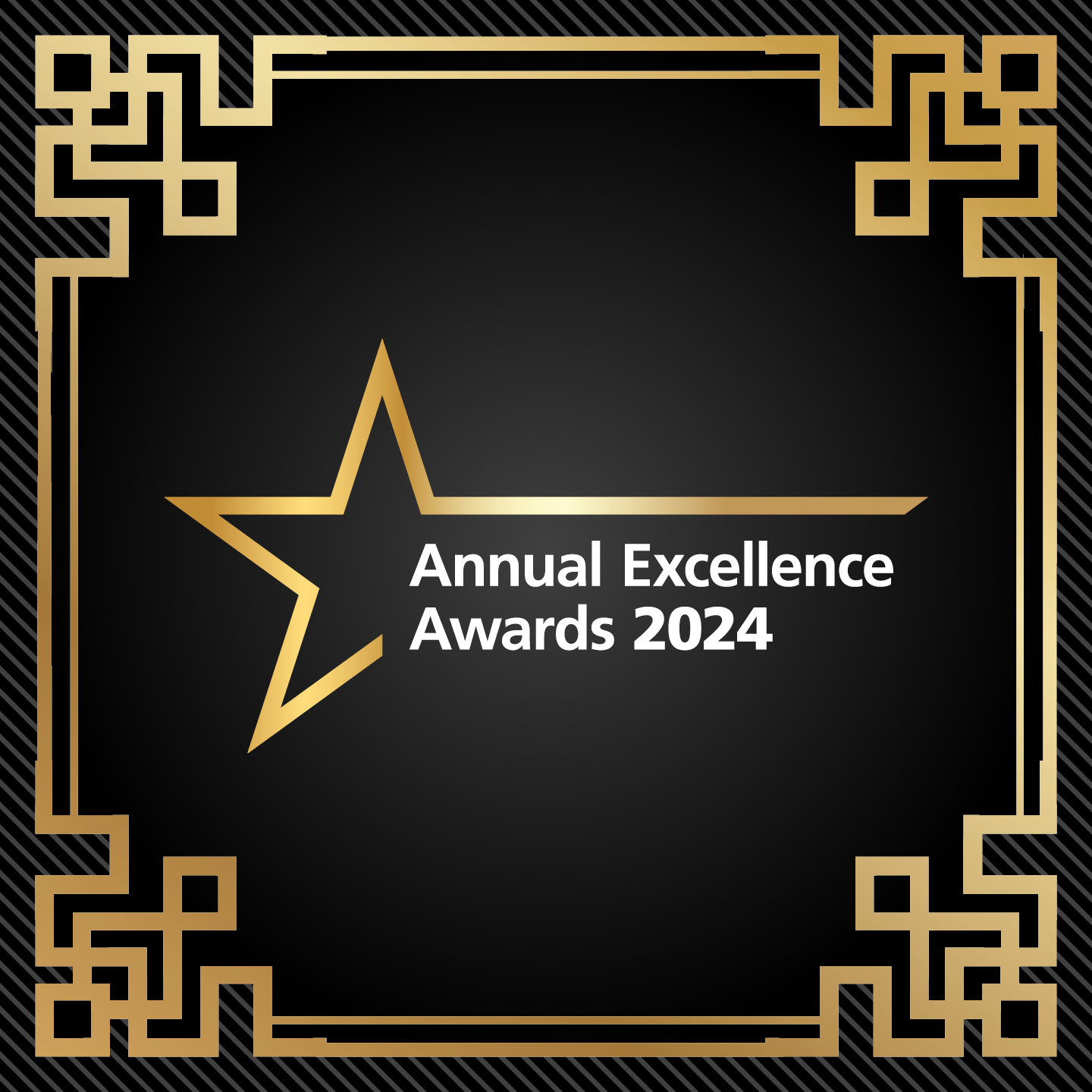 Black and gold branding for Annual Excellence Awards 2024.