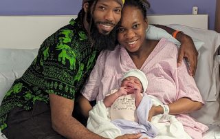 Baby Zadia with parents Juliana and Uhou and Robert Chambers