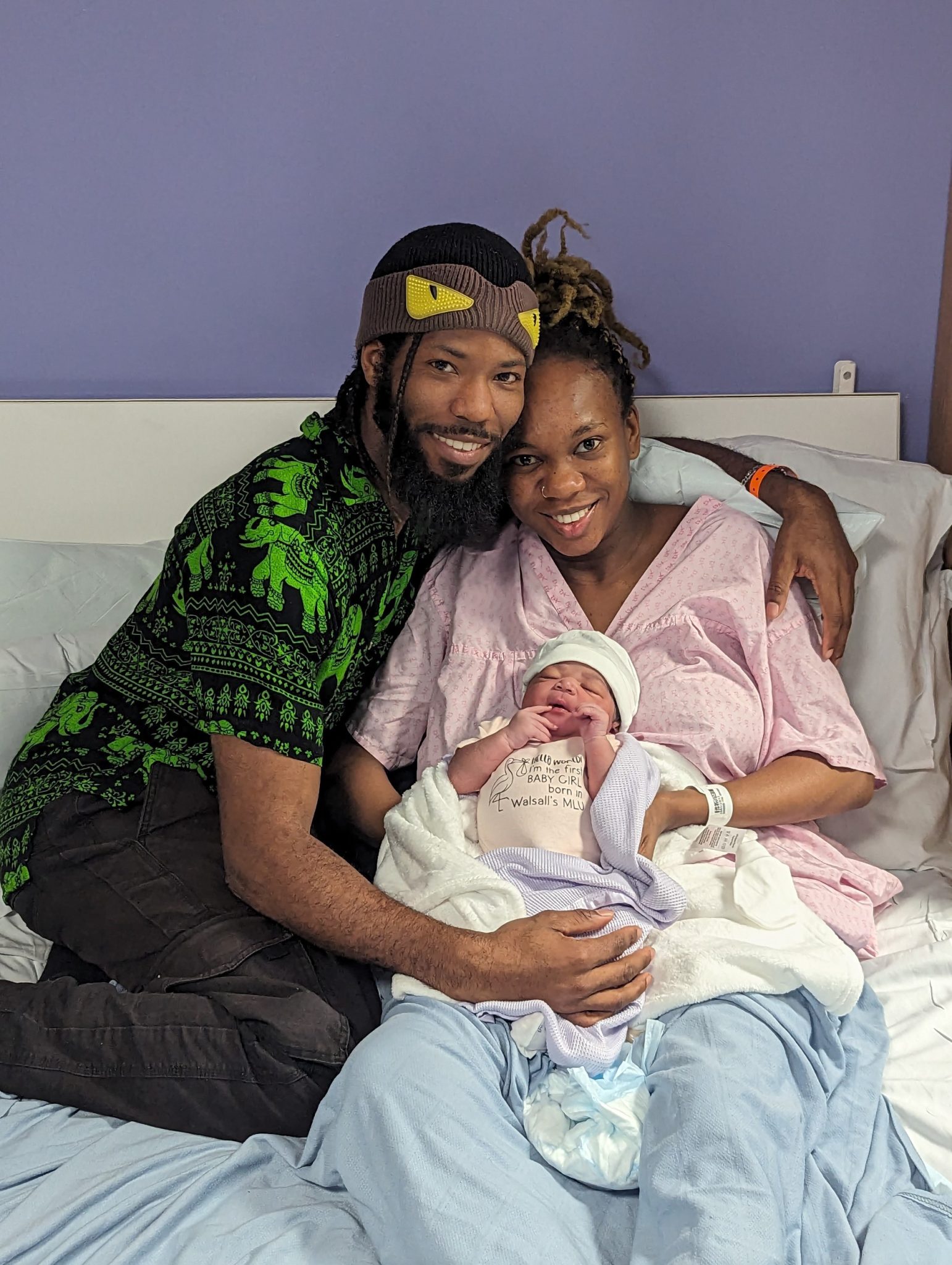 Baby Zadia with parents Juliana and Uhou and Robert Chambers