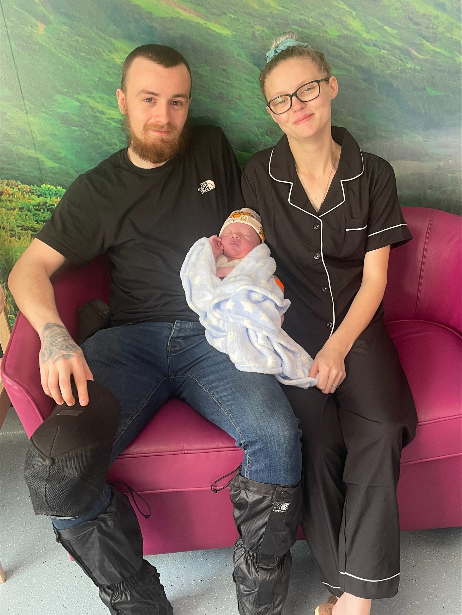 Nathaneal and Libby-Michele with baby Jordan, first baby born on the relocated Midwifery-Led Unit