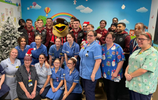 Walsall FC footballers visit staff at Walsall Manor Hospital.